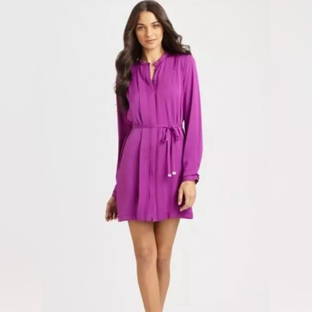 DVF Diane Von Furstenberg  Purple Long Sleeve Silk Dress